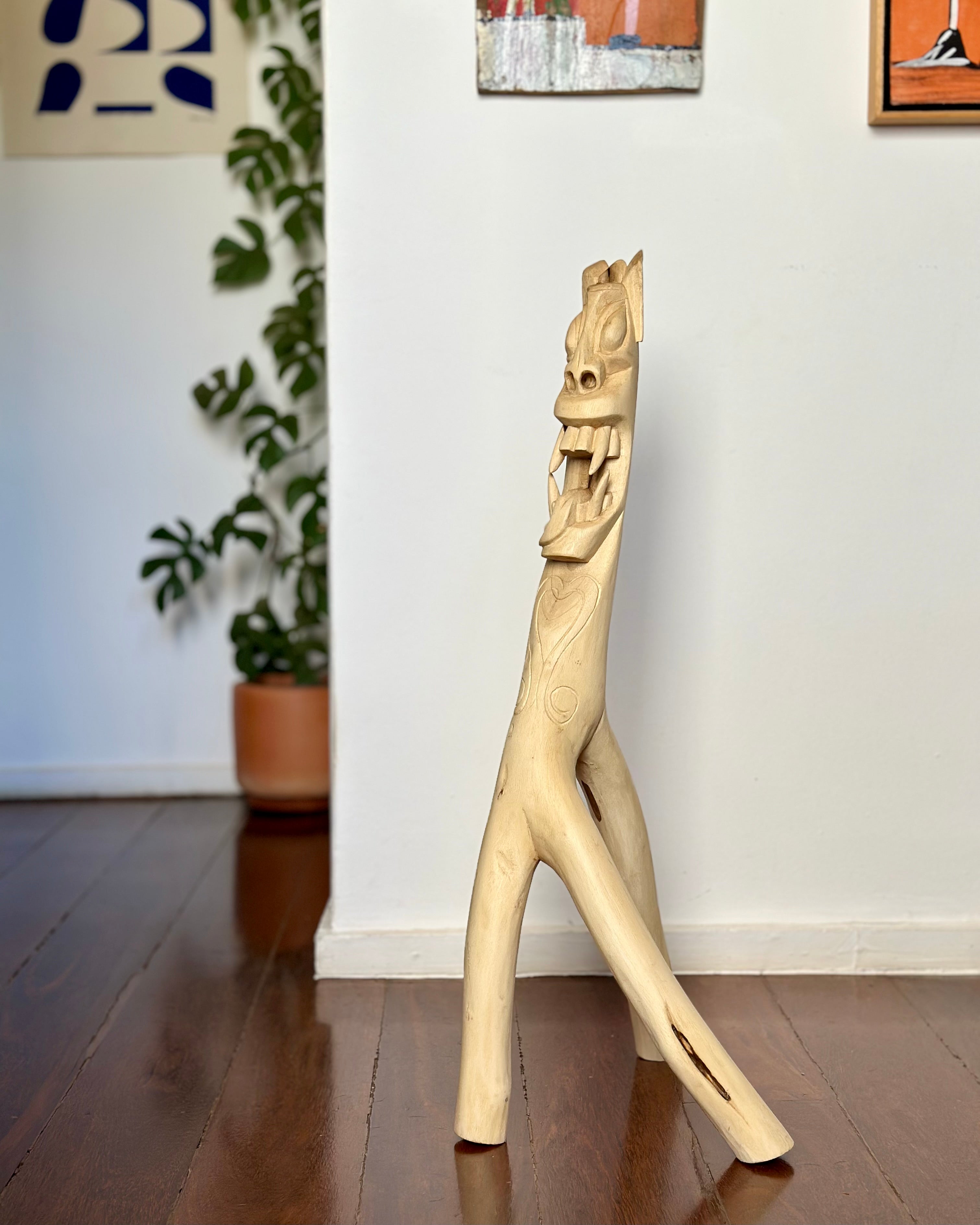 Escultura Carranca em tronco - Boni