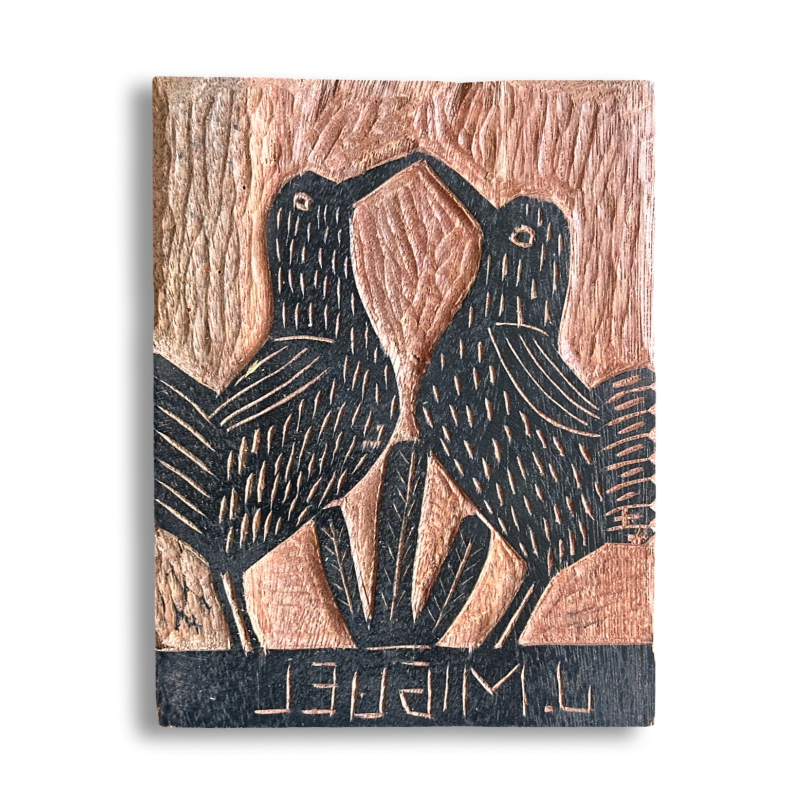 Matriz xilogravura J. Miguel - Pombinhos