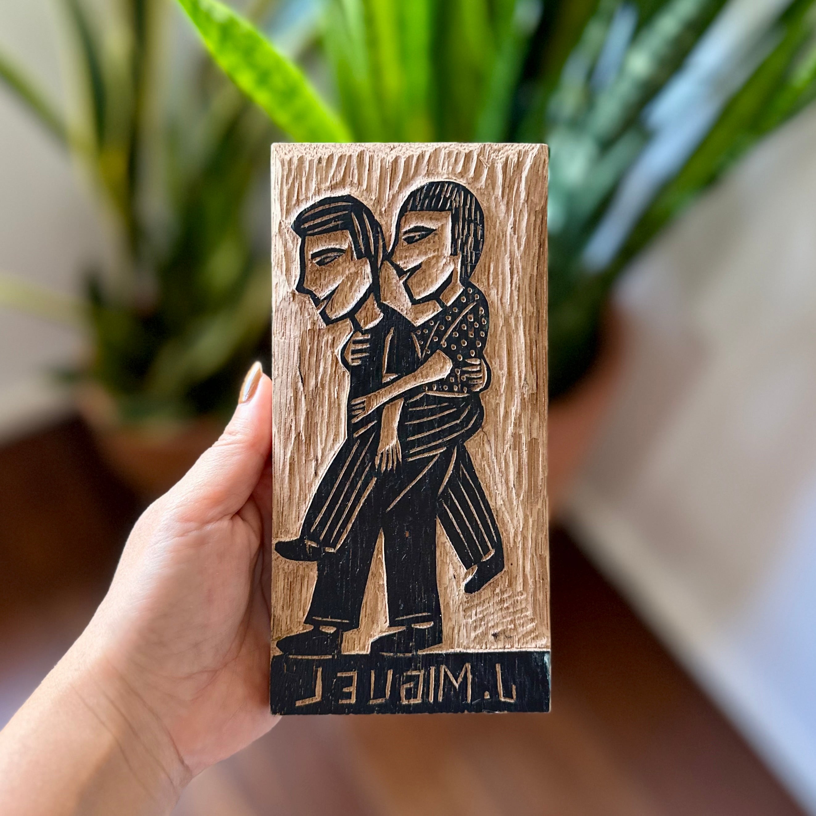 Matriz xilogravura J. Miguel - Homem com homem