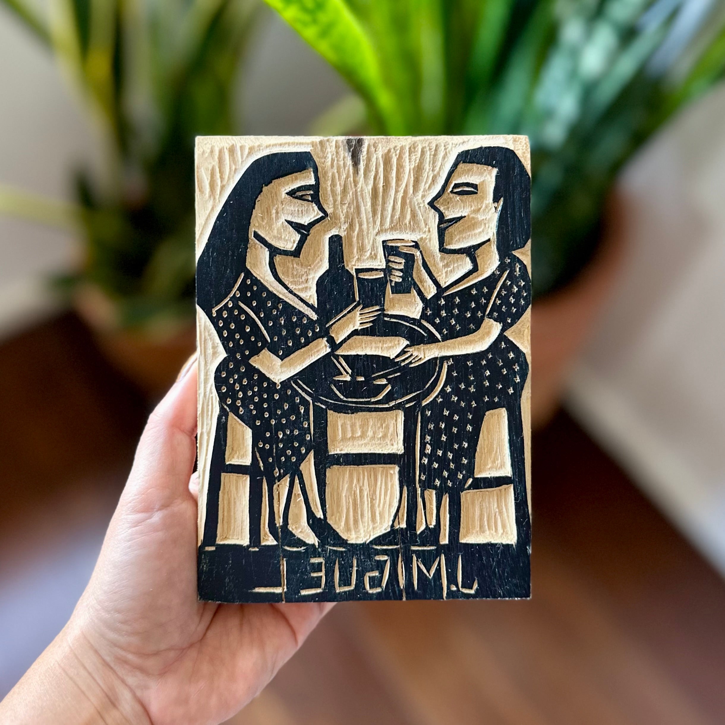 Matriz xilogravura J. Miguel - Companheiras de bar