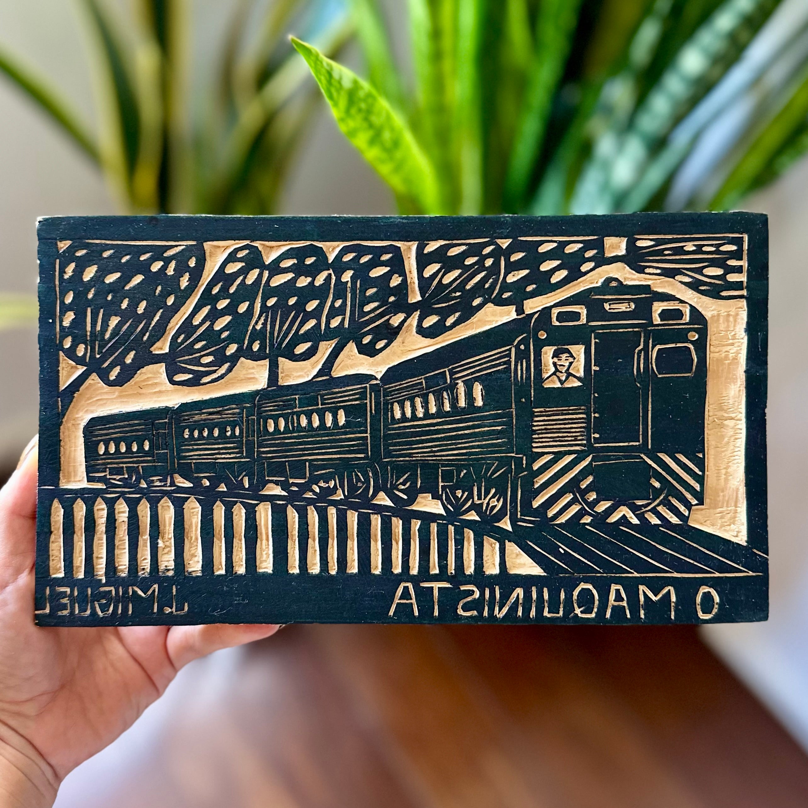 Matriz xilogravura J. Miguel - O Maquinista