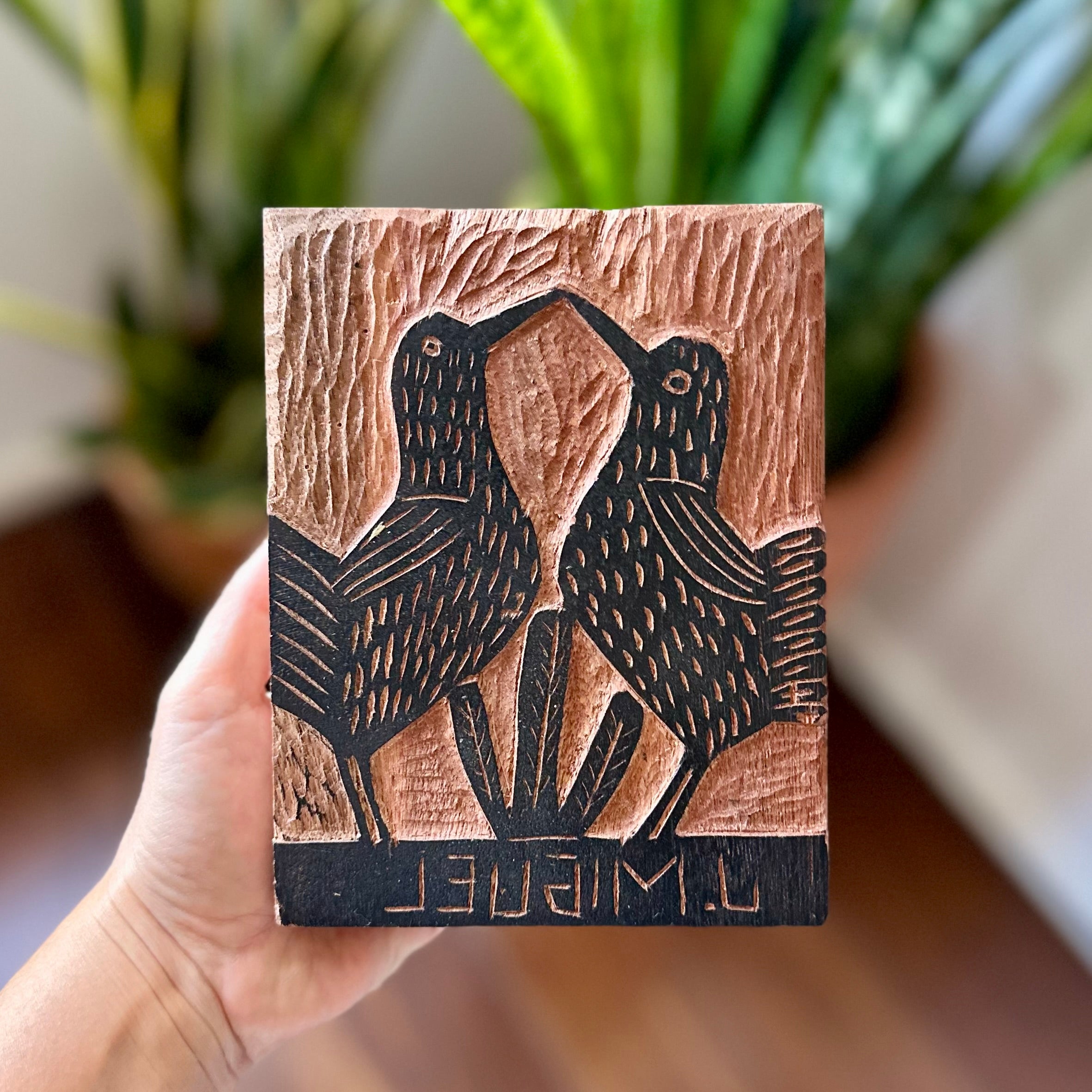 Matriz xilogravura J. Miguel - Pombinhos