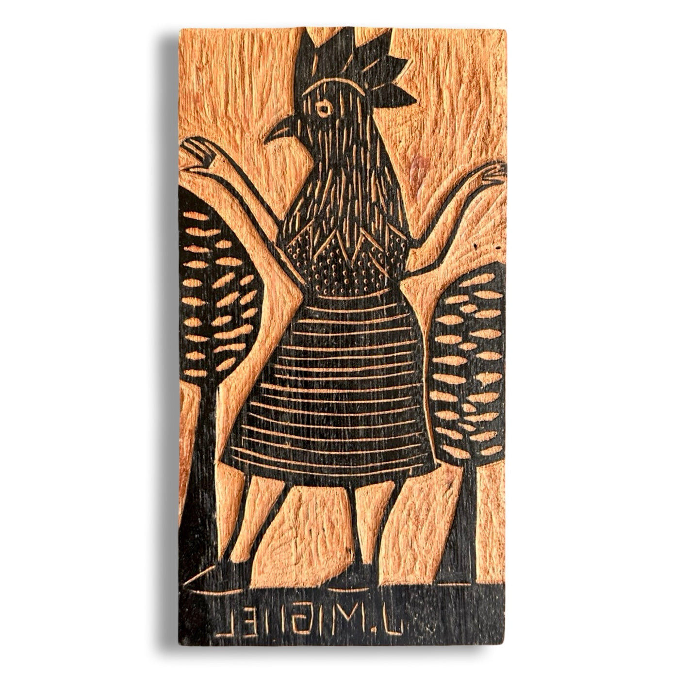 Matriz xilogravura J. Miguel - Mulher Galo