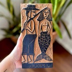 Matriz xilogravura J. Miguel - O pescador e a sereia
