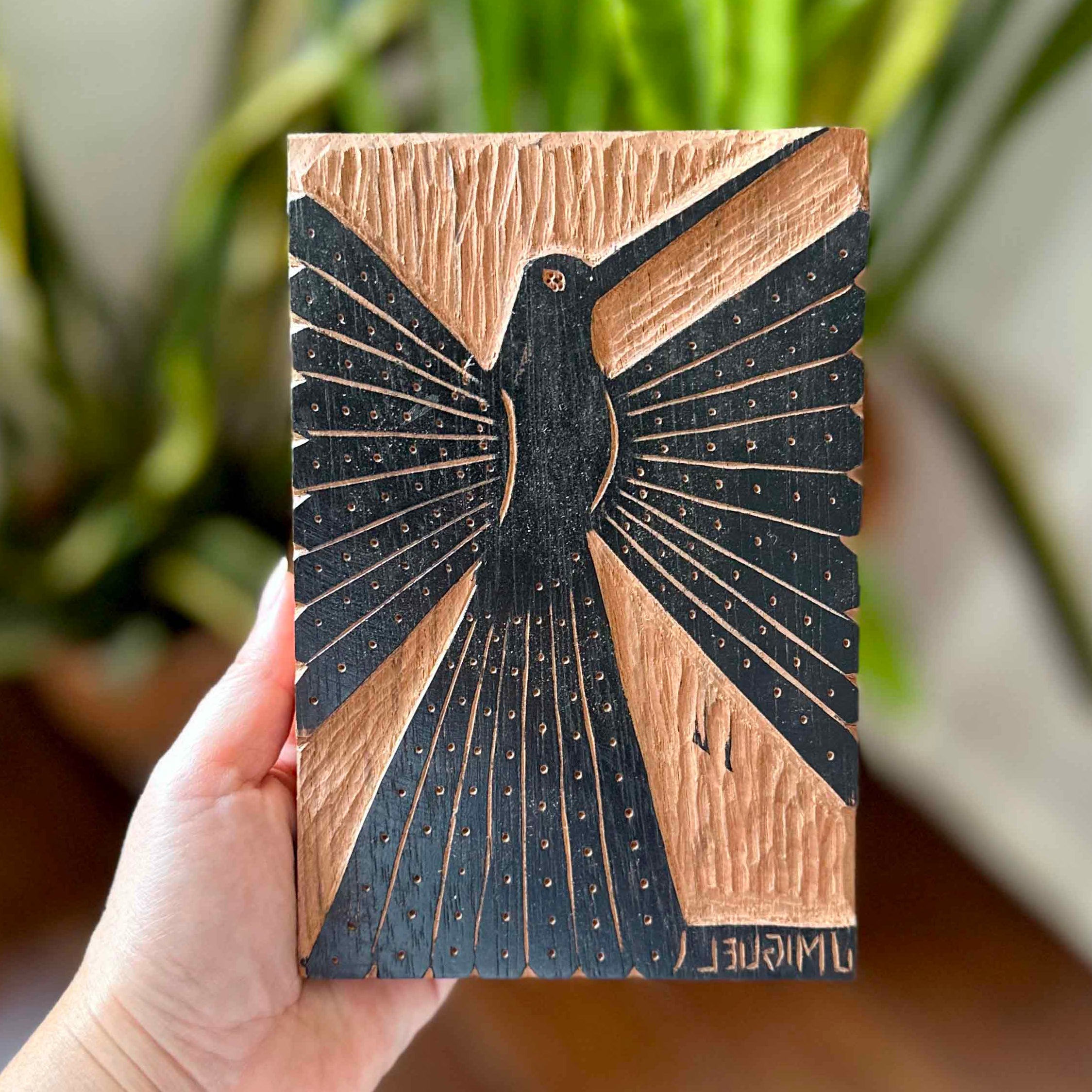 Matriz xilogravura J. Miguel - Colibri