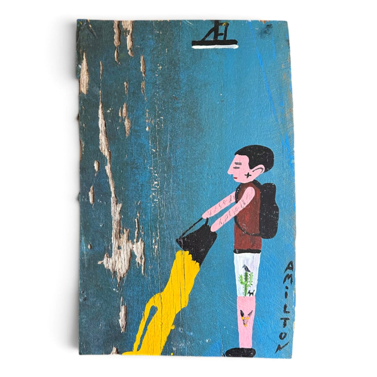 O pintor tatuado, pintura sobre madeira - Amilton