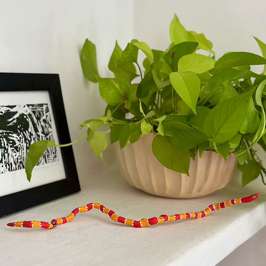 Cobra Coral em Madeira tamanho 4