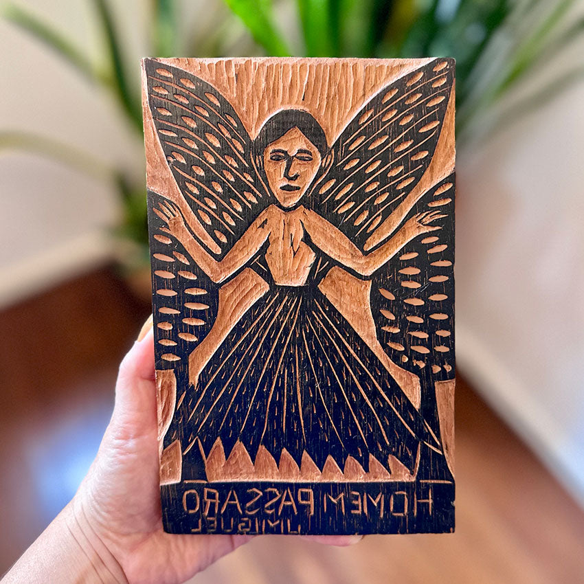 Matriz xilogravura J. Miguel - Homem pássaro