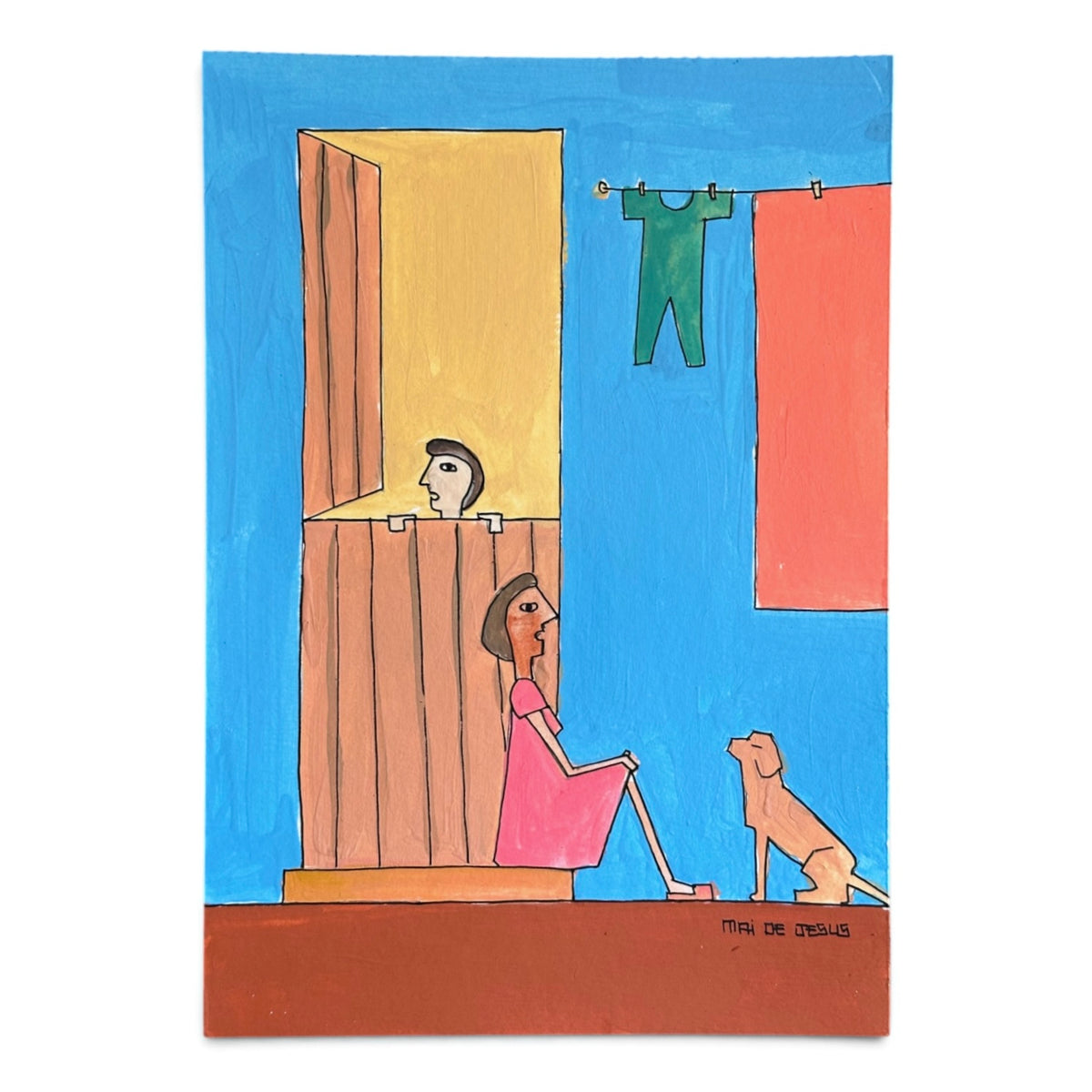 Desenho original "Menino espiando a rua" - Mai de Jesus