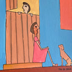 Desenho original "Menino espiando a rua" - Mai de Jesus