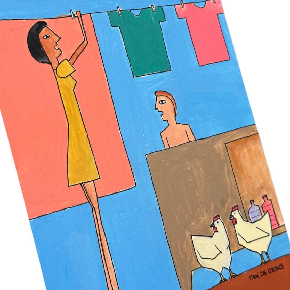 Desenho original "Menino tomando banho no tanque" - Mai de Jesus