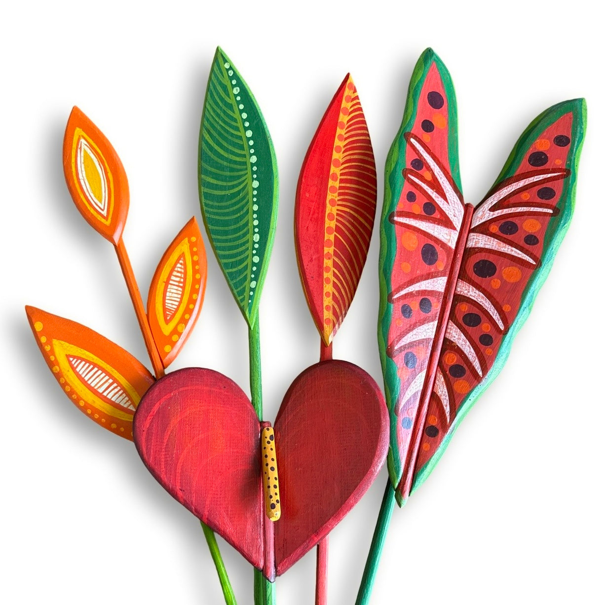 Buquê com 5 plantas em madeira pintadas a mão