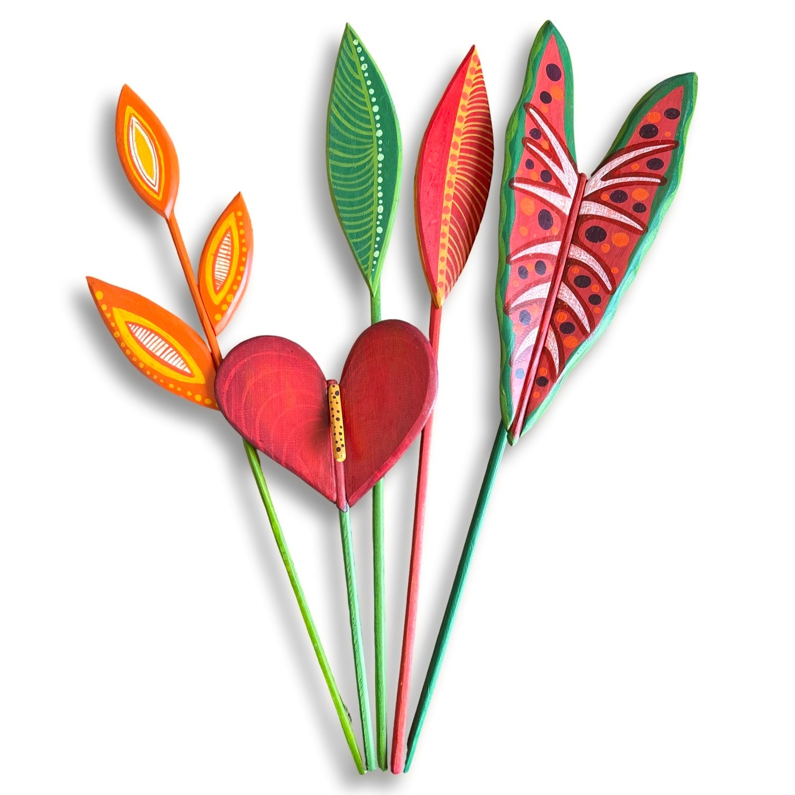 Buquê com 5 plantas em madeira pintadas a mão