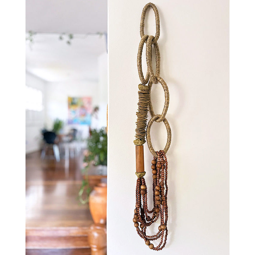 Colar decorativo - Juta e madeira