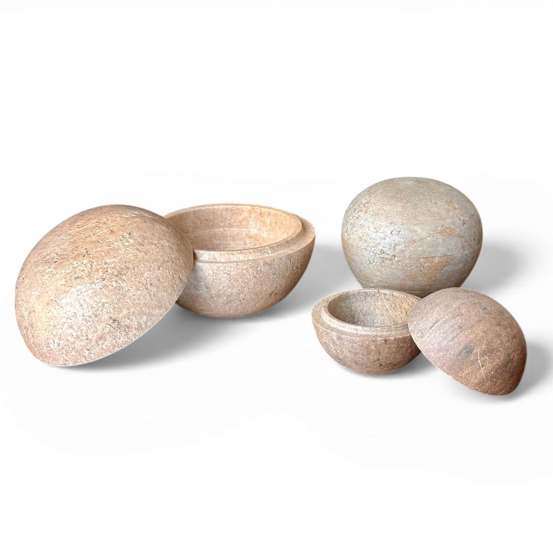Trio de Potes Bola em pedra sabão