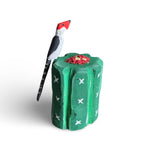 Escultura em madeira Cacto Coroa de Frade e pássaro - Elisa Cândido