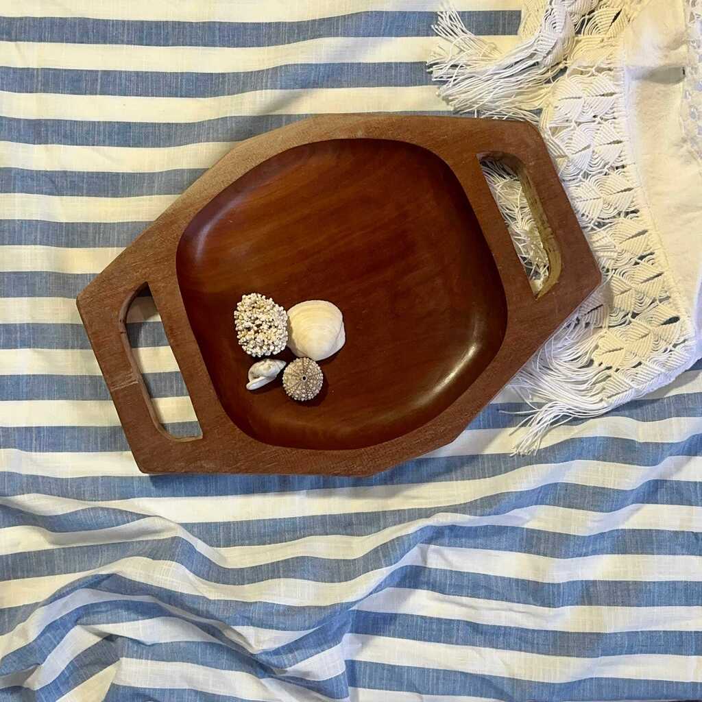 Bandeja em madeira parajú com alças