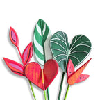 Buquê com 5 plantas em madeira pintadas a mão