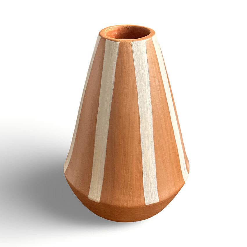 Vaso listrado em cerâmica - Jequitinhonha