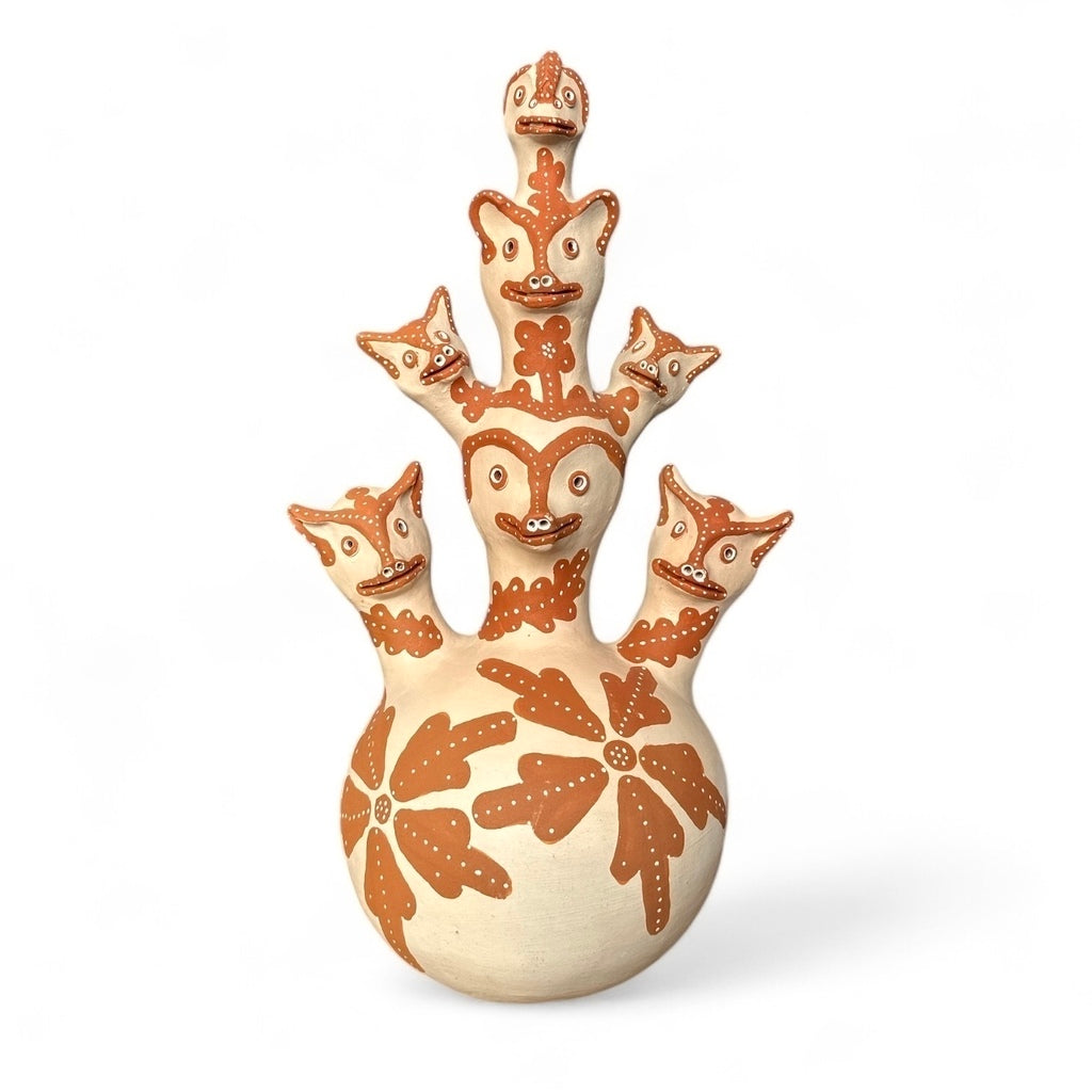 Escultura Totem com cabeças em cerâmica - Margarida Pereira