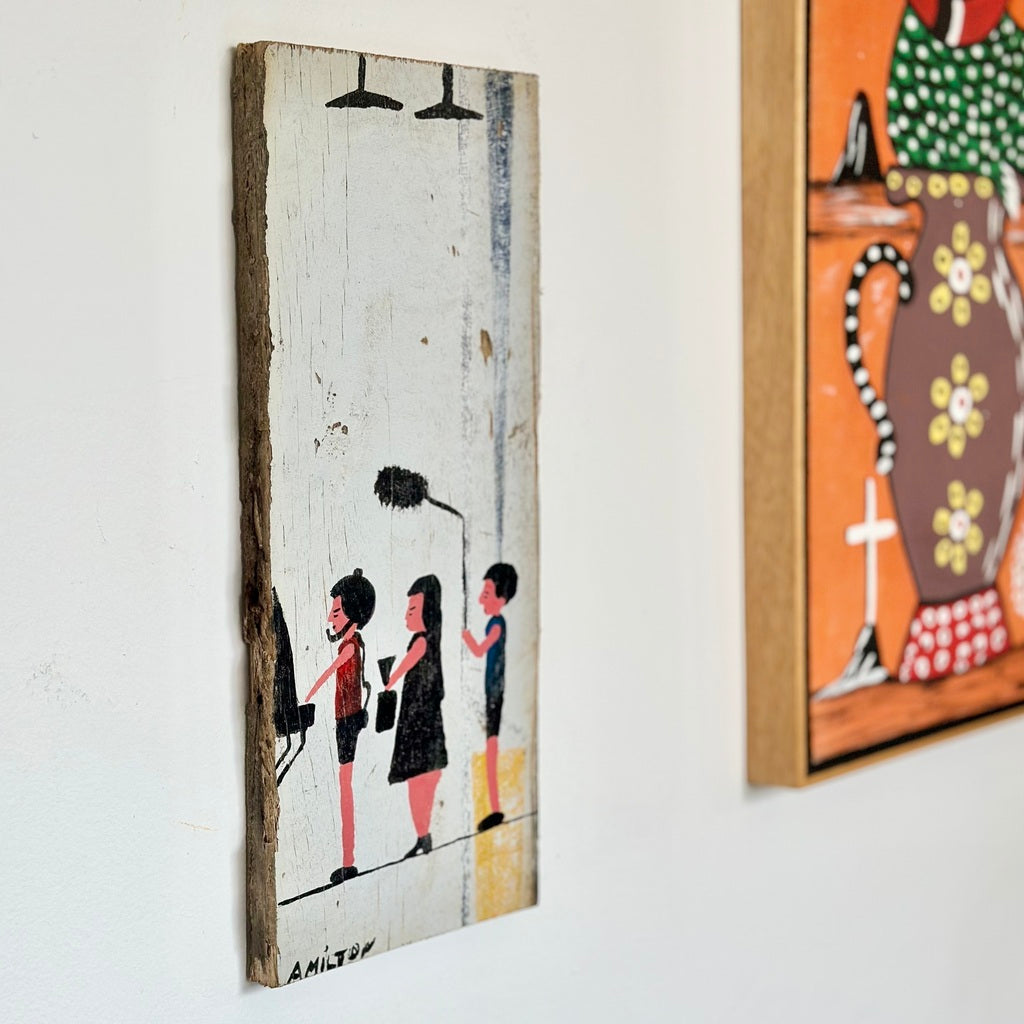 A Galera do Cinema, pintura sobre madeira - Amilton