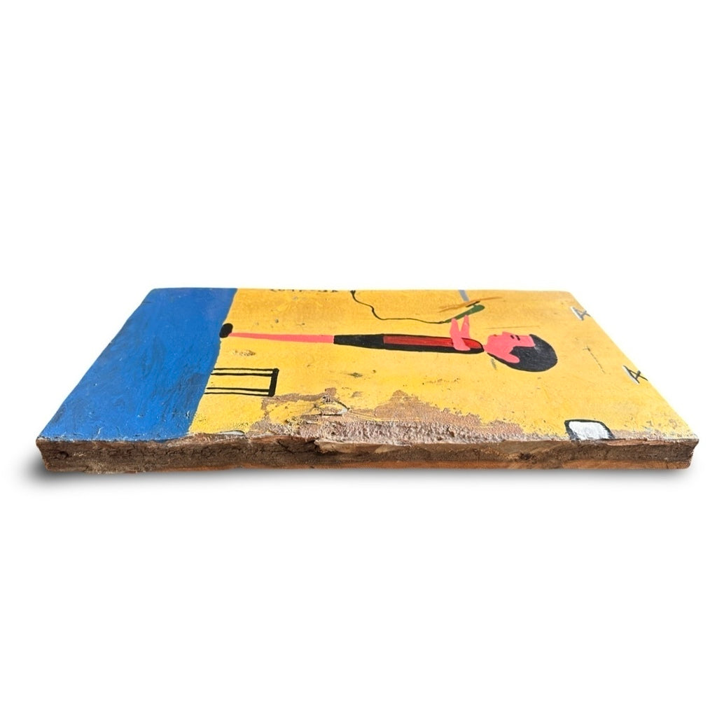 O artista serralheiro, pintura sobre madeira - Amilton