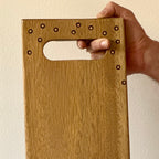 Tábua retangular de madeira com marchetaria