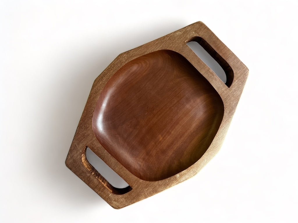 Bandeja em madeira parajú com alças