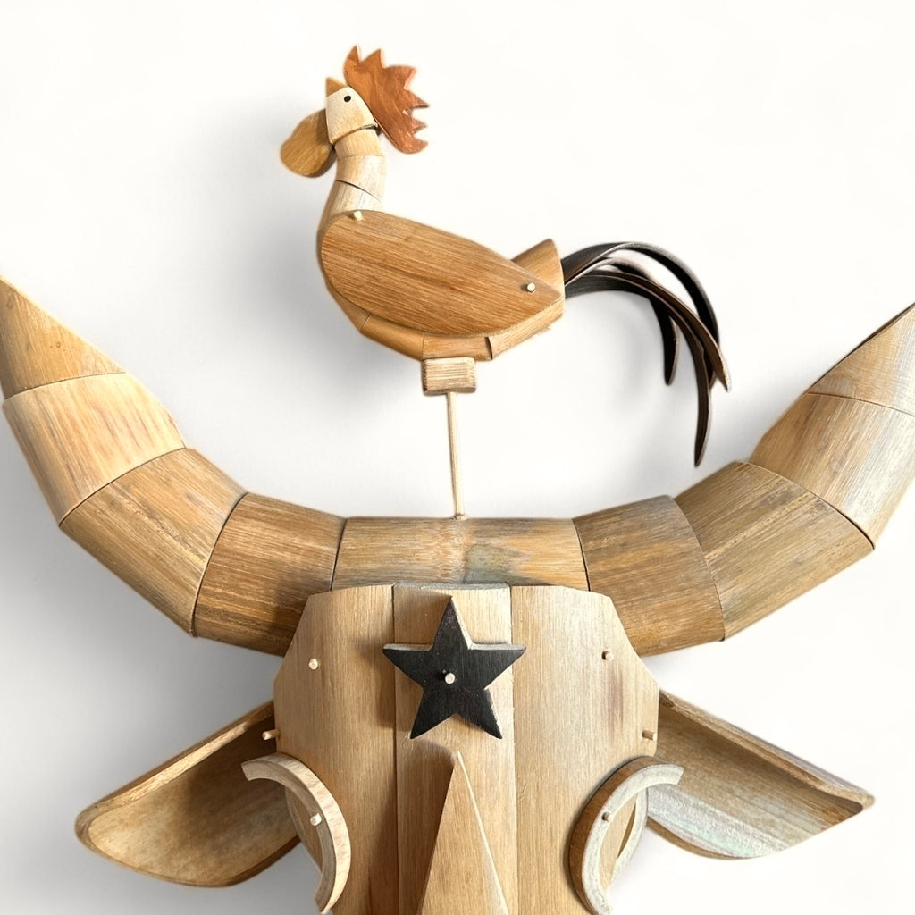 Cabeça de boi em bambu - Escultura de parede