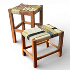 Banco em madeira e palha trançada