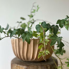 Vaso em cerâmica rústica cuia frisada - Cleuza Eugênia